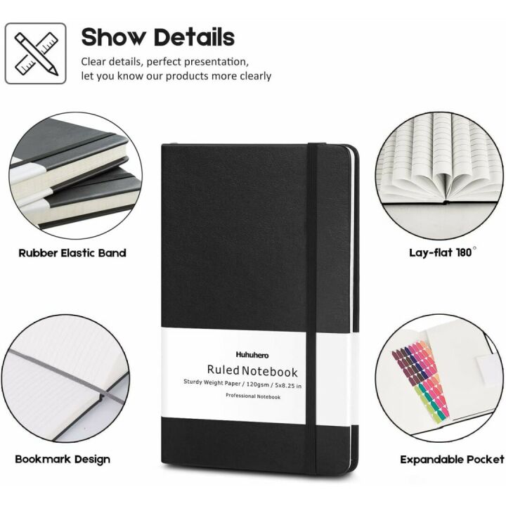 Huhuhero Thick Paper Notebooks, 5-Pack Journals