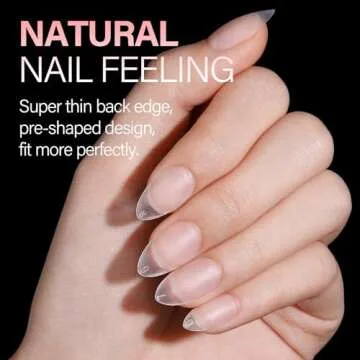 AILLSA Short Almond Nail Tips 450PCS Soft Gel Double-sided Matte Nail Tips Clear Pre-Buff Gel Nail Tips No Need Base Coat Press on Nail Tips for Nail Tips Extension 15 Sizes