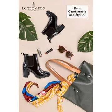LONDON FOG Women's Stylish Heeled Rain Boot - Prite