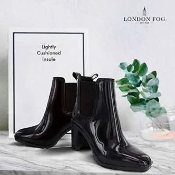 LONDON FOG Women's Stylish Heeled Rain Boot - Prite