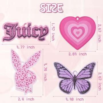 ANGOLIO 4Pcs Y2k 2000s Pink Car Air Freshener Purple Butterfly Leopard Bunny Pink Heart Fragrance Ha...