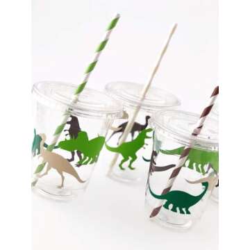 Dinosaur Birthday Cups for Kids - Fun Party Supplies
