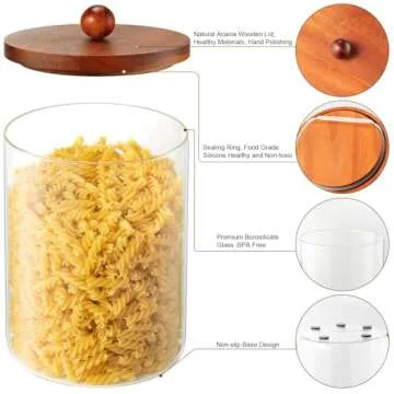 FavorFlavor Set of 2 101OZ Glass Jars with Airtight Lids Canister Sets for Kitchen Counter Flour Glass Storage Containers with Wooden Lid and a Tray for Kitchen or Laundry Room