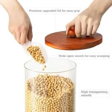 FavorFlavor Set of 2 101OZ Glass Jars with Airtight Lids Canister Sets for Kitchen Counter Flour Glass Storage Containers with Wooden Lid and a Tray for Kitchen or Laundry Room