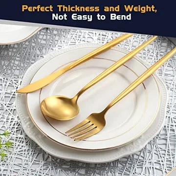 OPOLIA Matte Gold Silverware Set - 20 Piece Set for 4
