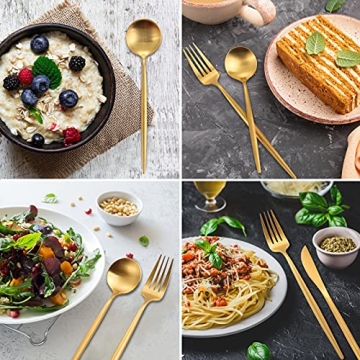 OPOLIA Matte Gold Silverware Set - 20 Piece Set for 4