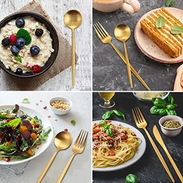 OPOLIA Matte Gold Silverware Set - 20 Piece Set for 4