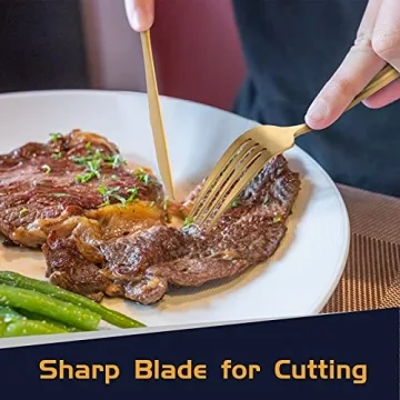 OPOLIA Matte Gold Silverware Set - 20 Piece Set for 4