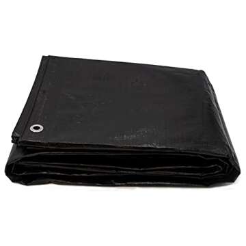 6 Ft. X 8 Ft. Heavy Duty 6 Oz. Black Poly Tarp 11-12 Mil Thick