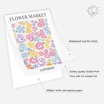 Habseligkeit Pink Danish Pastel Wall Decor for Girls Dorm, Boho Matisse Wall Art Prints, Flower Market Posters for Room Decor Aesthetic Unframed, 8x10in, Set of 6