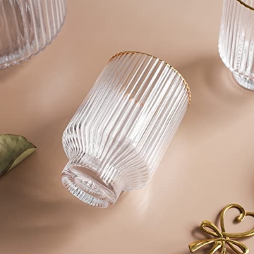 Elegant Bedside Carafe and Glass Cup Set with Gold Rim