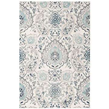 SAFAVIEH Madison Collection Area Rug - 5'3" x 7'6", Cream & Light Grey, Boho Chic Glam Paisley Desig...