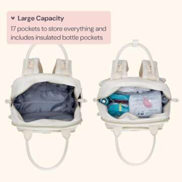BabbleRoo Leather Diaper Bag Backpack - Baby Essentials Travel Baby Bag, Multi function, Waterproof,...