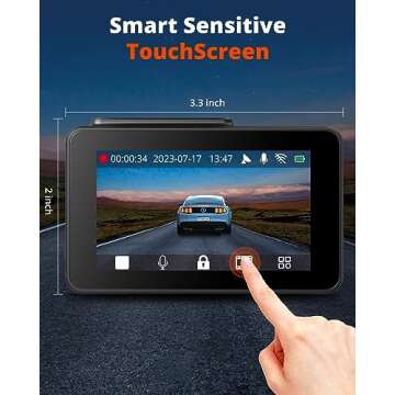 Kingslim Dash Cam Front and Rear 4K - D4 Dual Dash Camera for Cars WiFi GPS, Dashcam with 32GB SD Card, 3" Touchscreen, Night Vision, APP, Parking Mode, G-Sensor, Black