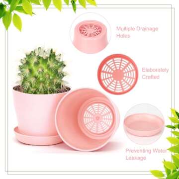 8 Pcs Flower Pots - 3.8" Indoor/Outdoor Plastic Nursery Pots for Succulents and Herbs