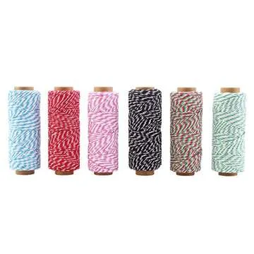 DECORA 328 Yard Bakers Twine Cord Cotton String Rope for Gift Wrapping, Arts Crafts Pack of 6