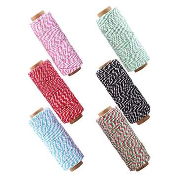 DECORA 328 Yard Bakers Twine Cord Cotton String Rope for Gift Wrapping, Arts Crafts Pack of 6