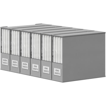 Lifewit 6 Pack Bed Sheet Organizer, Foldable Bedding Sheet Organizers and Storage with Large Clear W...