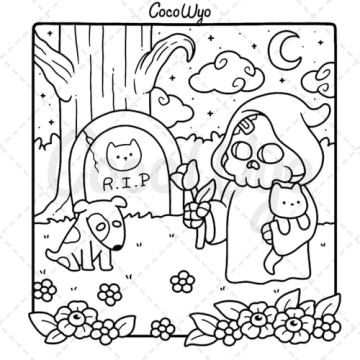Spooky Cutie Coloring Book for Adults and Teens