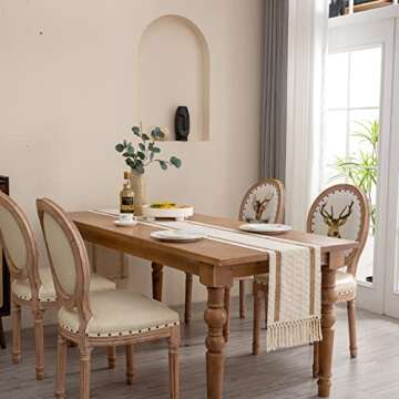 KadyHoom Burlap Table Runner 72 Inches, Boho Table Runner for Farmhouse Decor Boho Decor, Coffee Table Runner with Tassel for Holiday/Wedding/Party/Farmhouse/Kitchen/Dining Table Decor