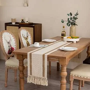 KadyHoom Burlap Table Runner 72 Inches, Boho Table Runner for Farmhouse Decor Boho Decor, Coffee Table Runner with Tassel for Holiday/Wedding/Party/Farmhouse/Kitchen/Dining Table Decor