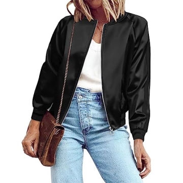 Zeagoo Lightweight Bomber Jacket for Women - Classic Stylish Zip Up