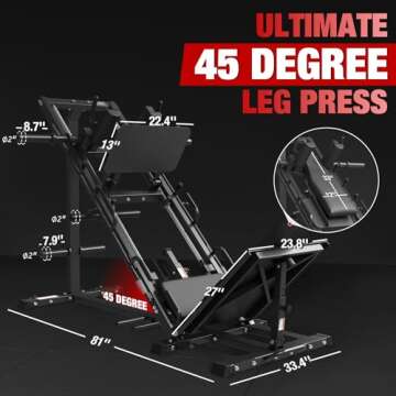GMWD Leg Press Hack Squat Machine Combo, Leg Exercise Machine with Linear Bearing, Lower Body Special with Weight Storage for Quads, Hamstring, Glutes, Calves, Heavy Duty Home Gym Leg Day Equipment
