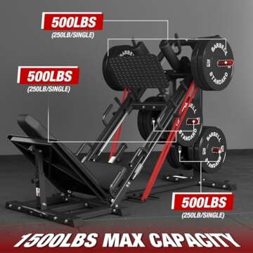 GMWD Leg Press Hack Squat Machine Combo, Leg Exercise Machine with Linear Bearing, Lower Body Special with Weight Storage for Quads, Hamstring, Glutes, Calves, Heavy Duty Home Gym Leg Day Equipment