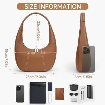 YFGBCX Tote Bag Faux Leather Hobo Bag Women Office Work Bag Soft Grained Leather Shoulder Bag Trendy Handbag Purse