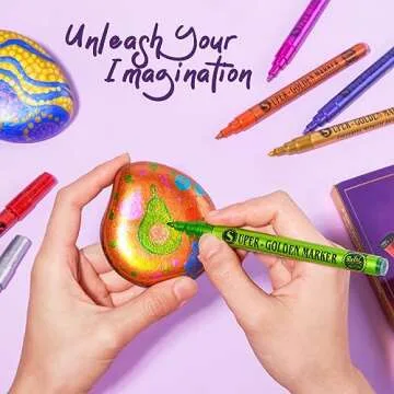 LIGHTWISH Glitter Markers 12 Colors,Metallic Shimmer Acrylic Paint Markers,Sparkle Ultra Fine Point 0.7mm,Super Golden Metallic Markers for Black Paper Glass Rock Painting Wood Canvas Mug DIY Craft