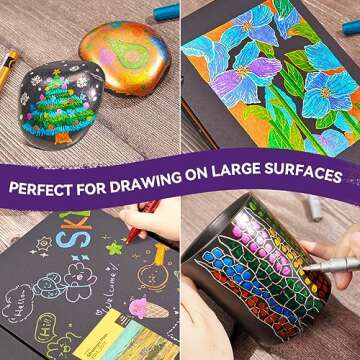 LIGHTWISH Glitter Markers 12 Colors,Metallic Shimmer Acrylic Paint Markers,Sparkle Ultra Fine Point 0.7mm,Super Golden Metallic Markers for Black Paper Glass Rock Painting Wood Canvas Mug DIY Craft