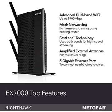 NETGEAR EX7000-100NAR Nighthawk AC1900 Desktop WiFi Range Extender (Renewed)