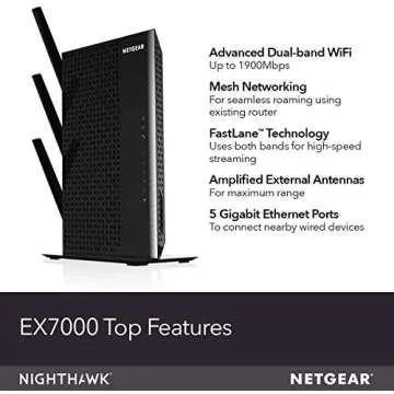 NETGEAR EX7000-100NAR Nighthawk AC1900 Desktop WiFi Range Extender (Renewed)