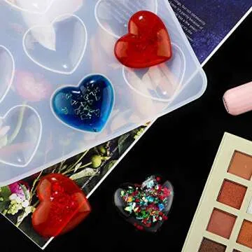 WILLBOND Heart Resin Silicone Molds for Resin Valentine‘s Day DIY Charms Craft Epoxy Mold Heart Shaped Casting Jewelry Mold(2 Pieces)