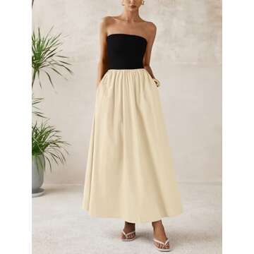 PRETTYGARDEN Women 2025 Summer Elegant Strapless Maxi Dress Tube Top Dress A Line Flowy Long Wedding...