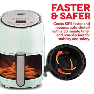 DASH Compact Electric Air Fryer with Digital Display and Recipes