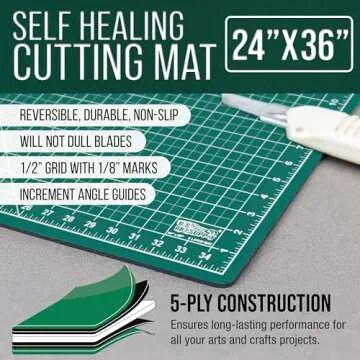 US Art Supply 24" x 36" GREEN/BLACK Professional Self Healing 5-Ply Double Sided Durable Non-Slip Cu...