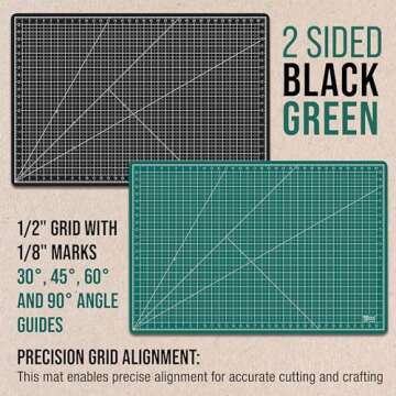 US Art Supply 24" x 36" GREEN/BLACK Professional Self Healing 5-Ply Double Sided Durable Non-Slip Cutting Mat Great for Scrapbooking, Quilting, Sewing and all Arts & Crafts Projects