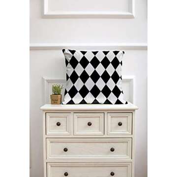 TOMWISH Oblong Pillow Covers,Hidden Zippered Pillowcase Christmas Black White Background Pattern 16X...