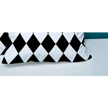 TOMWISH Oblong Pillow Covers,Hidden Zippered Pillowcase Christmas Black White Background Pattern 16X16Inch,Decorative Throw Custom Cotton Pillow Case Cushion Cover for Home Sofas,Bedrooms,Offices