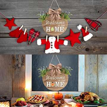 Interchangeable Welcome Home Sign, Seasonal Front Porch Door Decor With 21 Changeable Icons for Hall...