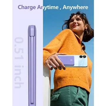 6000mah Card Size Built in Cables Power Bank, Built in USB C Cords Battery Pack Travel Charger Portable Charger for Phones, 4 Output Ultra Slim Battery Pack Compatible with iPhone, Deep Purple