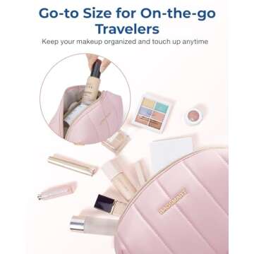 BAGSMART Small Makeup Bag PU Leather Travel Makeup Bag Organizer Makeup Pouch, Portable Cosmetic Bag...