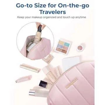 BAGSMART Small Makeup Bag PU Leather Travel Makeup Bag Organizer Makeup Pouch, Portable Cosmetic Bag...