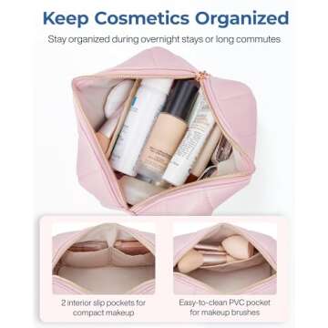 BAGSMART Small Makeup Bag PU Leather Travel Makeup Bag Organizer Makeup Pouch, Portable Cosmetic Bags for Women, Cute Make Up Bag for Travel Size Toiletries Accessories Brushes (Black)