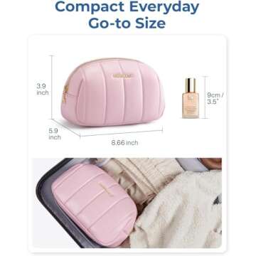 BAGSMART Small Makeup Bag PU Leather Travel Makeup Bag Organizer Makeup Pouch, Portable Cosmetic Bags for Women, Cute Make Up Bag for Travel Size Toiletries Accessories Brushes (Black)