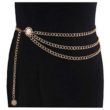 Suyi Multi-Layer Chain Belt for Women 90CM Gold Adjustable