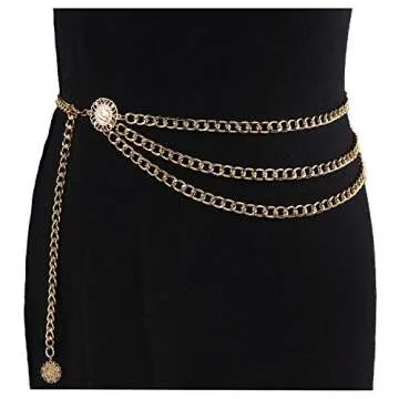 Suyi Multi-Layer Chain Belt for Women 90CM Gold Adjustable