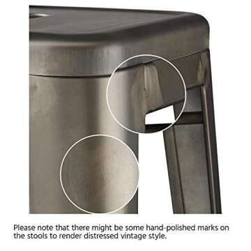 Yaheetech 30 Inches Metal Bar Stools High Backless Stools Bar Height Stools Patio Furniture Indoor/Outdoor Stackable Kitchen Stools Dining Chair Set of 4