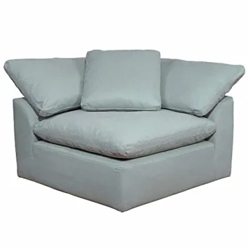 Ocean Blue Slipcovered L-Shape Sectional Sofa Comfort